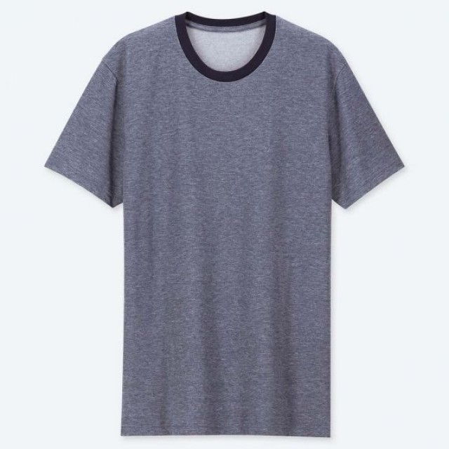 Áo thun Tee Shirt nam cổ tròn có viền Uniqlo màu xanh biển 