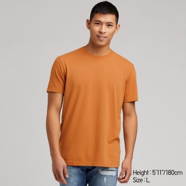 Áo thun T-shirt nam cổ tròn Uniqlo màu vàng 