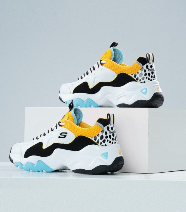 Giày thể thao nữ SKECHERS D'Lites 3 x One Piece White/Black/Blue/Yellow 