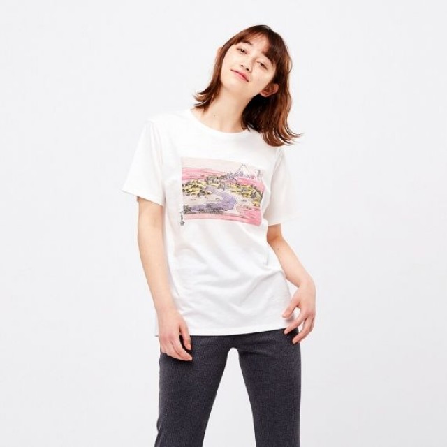 Áo thun nữ cổ tròn Uniqlo EDO UKIYO-E UT Katsushika Hokusai 