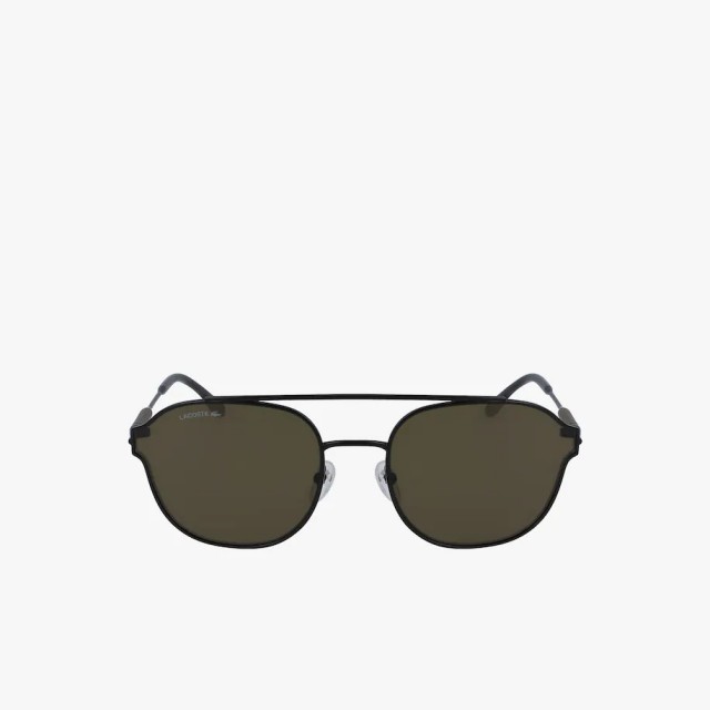 Kính mát Lacoste Navigator Metal Leather Punch màu Black Matte