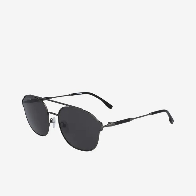 Kính mát Lacoste Navigator Metal Leather Punch màu Striped Grey