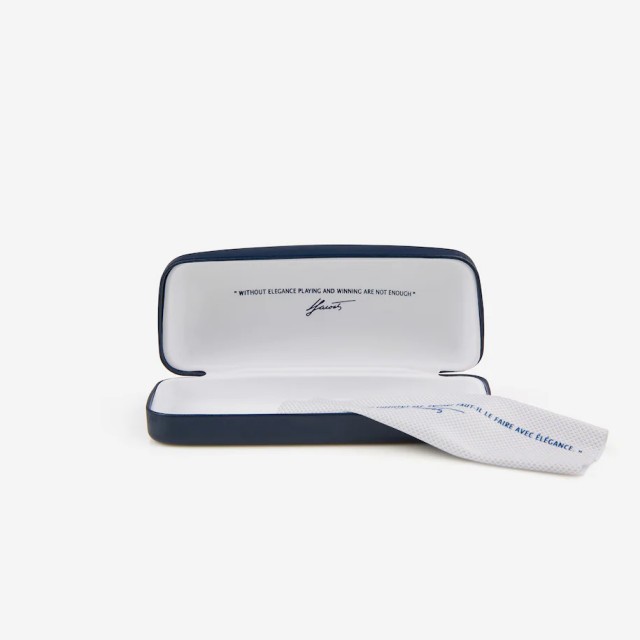 Kính mát Lacoste Navigator Metal Leather Punch màu Striped Grey