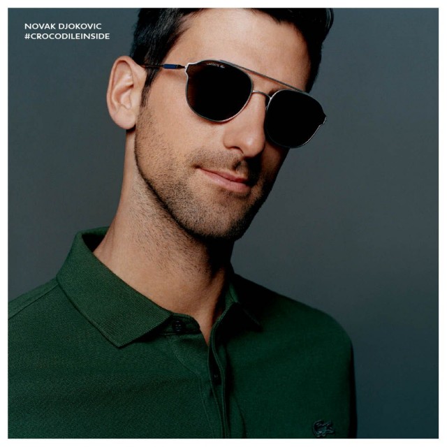 Kính mát Lacoste Navigator Metal Leather Punch màu Striped Grey