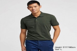 Áo thun polo UNIQLO nam - Màu xanh lá đậm