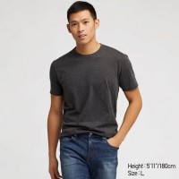 Áo thun T-shirt nam cổ tròn Uniqlo màu xám đậm 