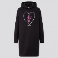 Đầm Hoodie nữ cổ tròn Uniqlo chuột Mickey Art UT màu đen 